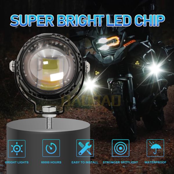 Single Beam White Yellow Red Flash Aluminum Motorcycle External LED Spotlight
