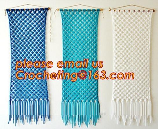 Macrame Wall Art Hanging Tapestry Wedding Decoration with Lace Fabrics, MACRAME CUSHION COVER, MACRAME HAND BAND