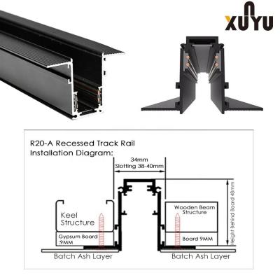 OEM Black Embedded 48V Magnetic Track Light Low Voltage Safety