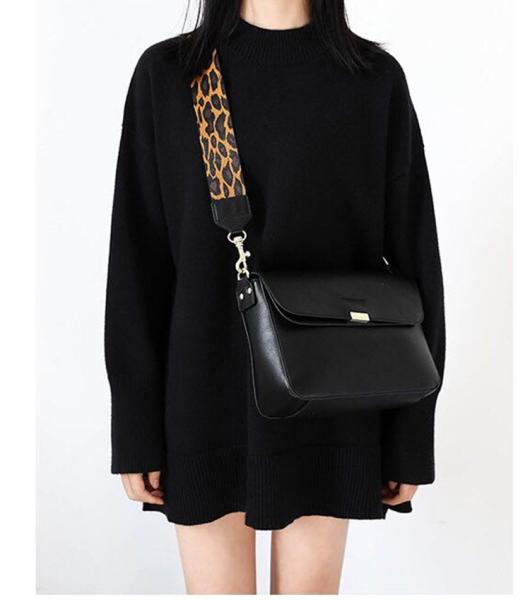 Fashion retro joker soft PU leather shoulder aslant cross bag leopard-print wide shoulder strap small crossbody bags