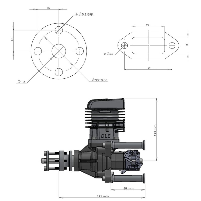 Factory Outlet DLE Gasoline Engine Single Cylinder 2-Strokes 55RA For CC RC Model Airplane