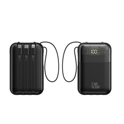 10000mah Portable Power Bank with Over-discharging Protection and Built-in Cables