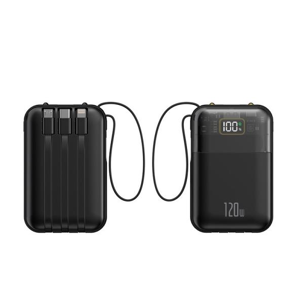 10000mah Portable Power Bank with Over-discharging Protection and Built-in Cables