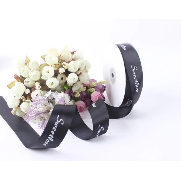 Flower Shop Custom Ribbon Polyester Silk Ribbon Printing Logo For Gift Packing