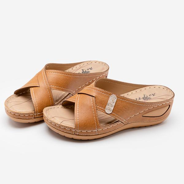 BS091 Summer 2021 New Style Sandals Women'S Retro Wedge Heel Car Stitching Mother Shoes Plus Size Women'S Slippers Sanda