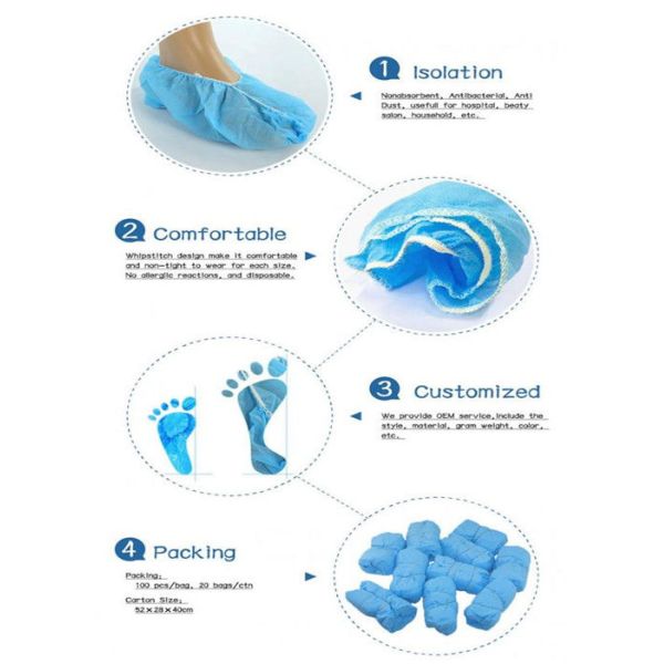 Fluid Resistant Disposable Protective Shoe Covers For Clean Room / Healthcare Center