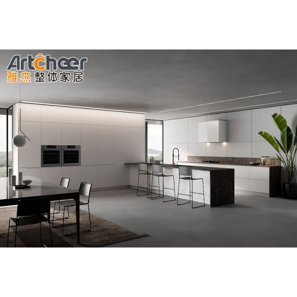 Современный стильный кухонный мебель шкаф полный набор с островом стола в евро рынке