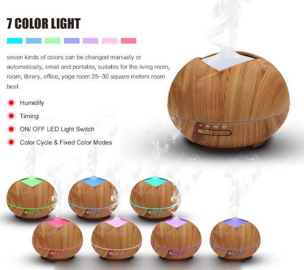 400ml Household Wood Grain Ultrasonic Essential Oil Aroma Humidifier