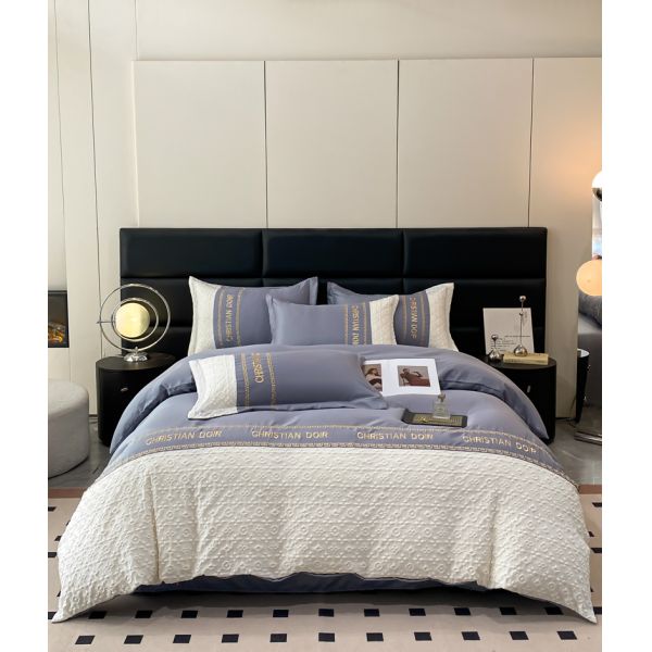 Свадебный четырёхкомпонентный комплект 2024 Класс А Рельефная стирка Шелковый Тенцельный набор с геометрическим дизайном