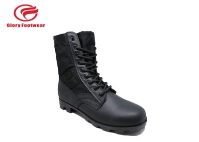 Trendy  Lace Up Male Leather Military Combat Boots With Microfiber At The End