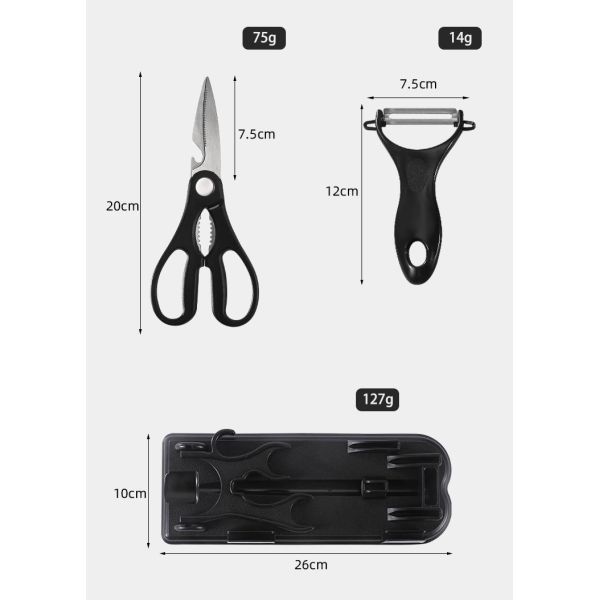 7-Piece Stainless Steel Chef Knife Set with Plastic Chopping Block and Board Holder