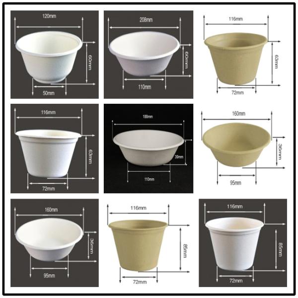 BIO-DEGRADABLE BAGASSE BOWL, HOT AND COLD FOOD, WITH COLVER/LID, SUITABLE FOR HOLDING SALAD, HOT SOUP, RICE, ICE CREAM