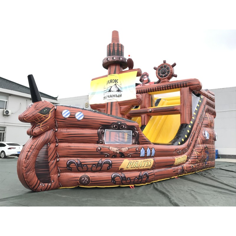 Pirate Ship Inflatable Slide and Play Area for Outdoor Events