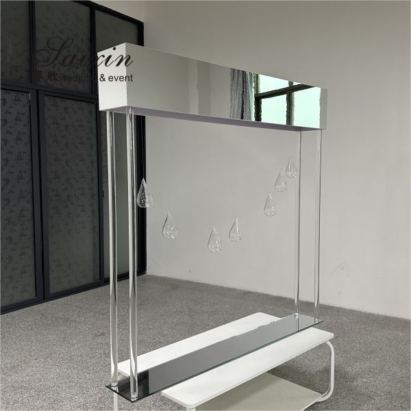 Свадебный кристаллический цветочный стенд Центр с зеркальным цветочником 150 см