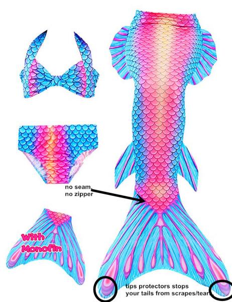 Beach Seaside Mermaid Tail Swimming Suit / Mermaid Performance Costume