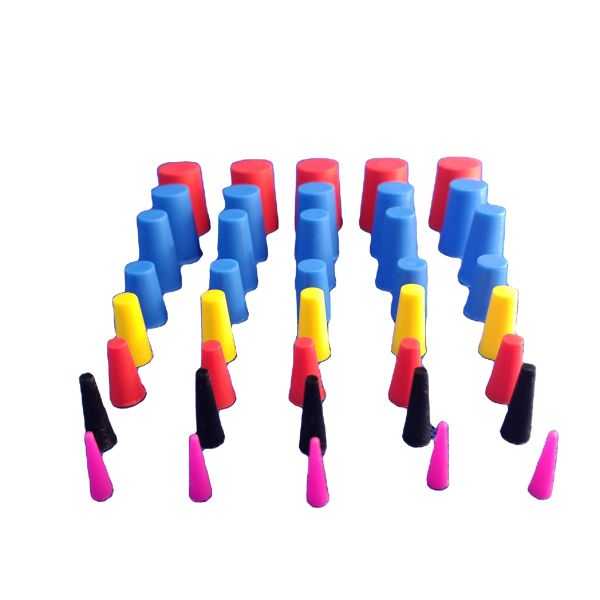 Rubber Products for Moulding Processing Service Diverse 105 Sizes Silicone Plug and Colorful Cone Plug Set
