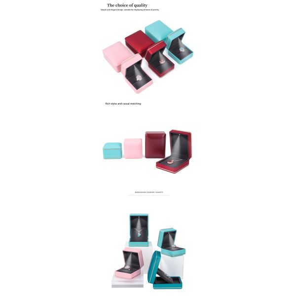 Boîte de stockage de bijoux à écran de soie à logo personnalisé avec boîte à bague Hanhong Cyan Light