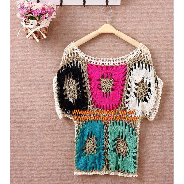 Crocheted pull over tops sexy for women summer shirt hollow out beach clothes biniki cover