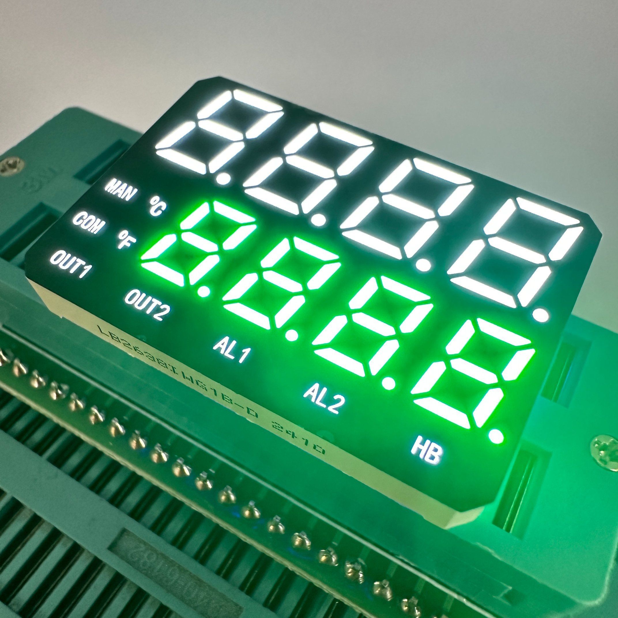 Dual Line 4+4 Digit White /Pure Green Customized 7 Segment LED Display Common Anode 26*38MM for Temperature Indicator