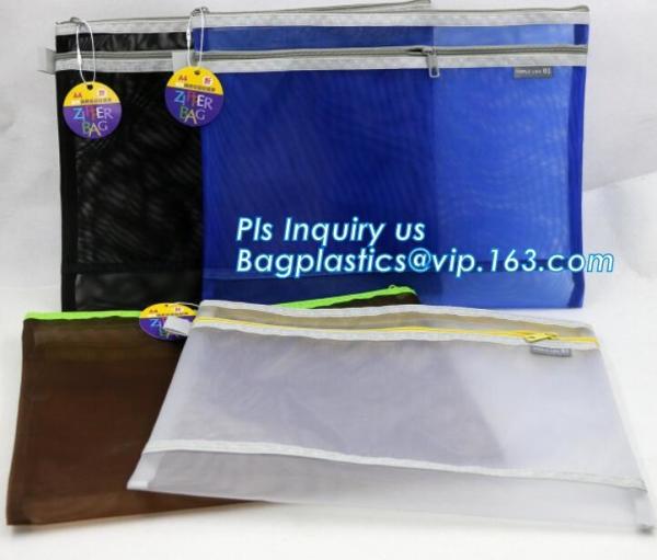 k document file bag, Document File Folder /Document Bag, Mesh pattern plastic zip bag with handle file bag, slider