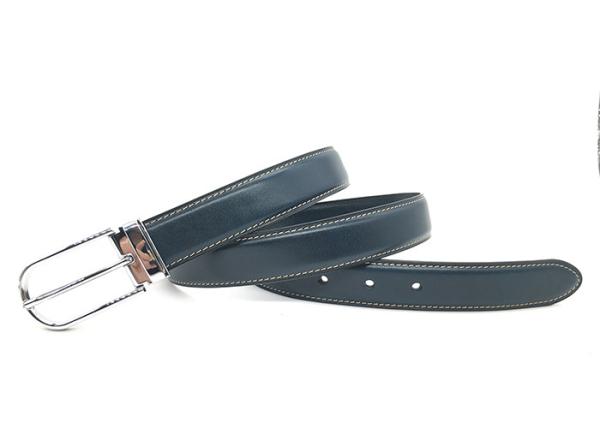 Standard Size Mens Black Leather Dress Belt With Metal Clip Buckle Customized Logo