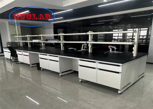 Laboratório de Química Bancos de trabalho de aço inoxidável PP aço resistente ao fogo Laboratório mesa de trabalho fabricante com armários múltiplos