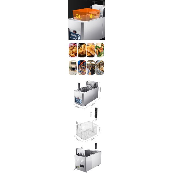 High Safety Level Stainless Steel Commercial Deep Fryer with Automatic Basket Lift-Up