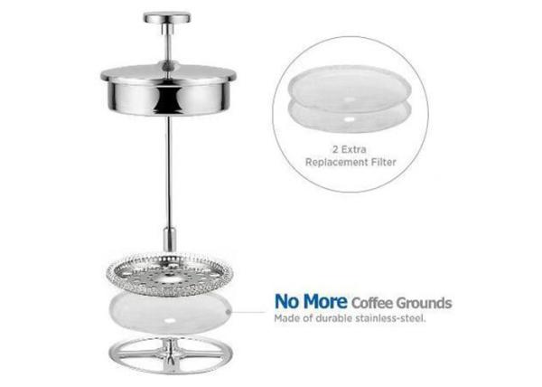 Stainless Steel French Press Coffee Maker 18/10 Bonus 1000ML Plunger Coffee Maker