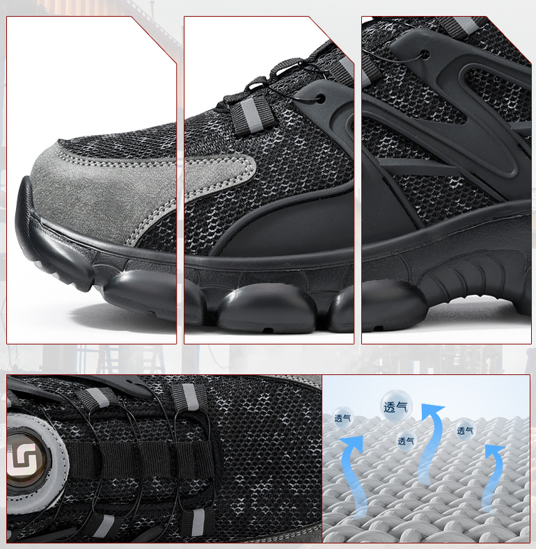 Men's Safety Work Shoes with Steel Toe Breathable Puncture-Resistant Lightweight Protective Shoes