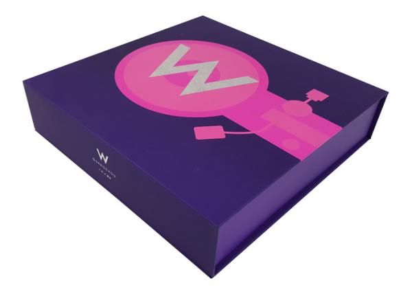Cake Food Packing Cardboard Material Customized Logo Printing Purple Color Cardboard Box with Magnets Closure