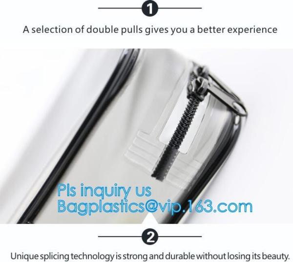 Custom personalized travel waterproof transparent clear pvc zipper toiletry bag, fashion travel clear PVC bag, HANDLE