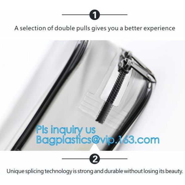 recyclable travel PVC cosmetic bag travel set bag, PVC Zip Lock Plastic Cosmetic Travel Packaging Bag, PVC Zipper Travel