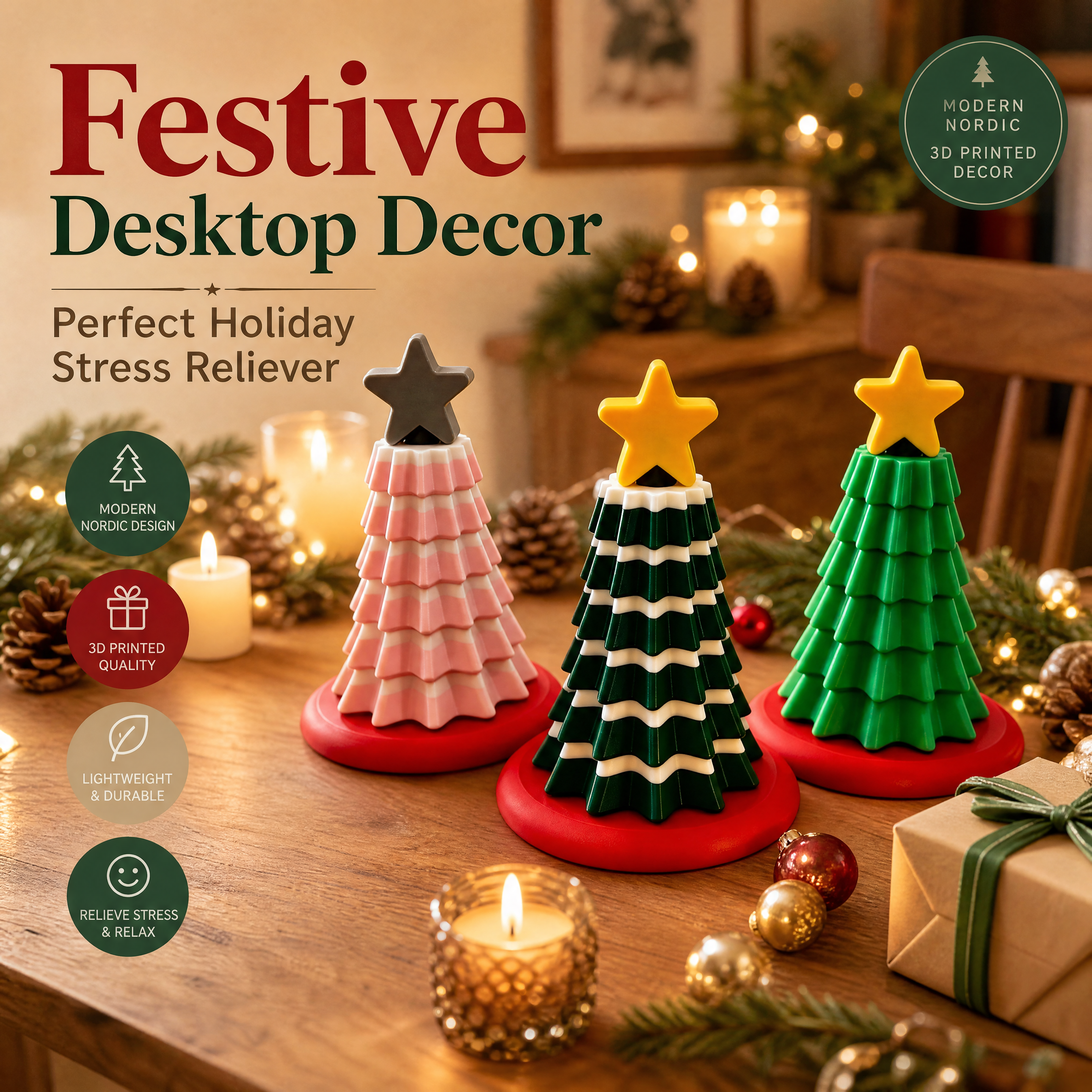 Spiral Twist 3d Print Christmas Decorations PETG Assembleable Christmas Tree Fidget Toy