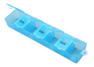 Portable Long Plastic 7 Grid Weekly Pill Box Organizer With Clear Lid