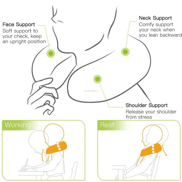 32*30*9 cm Comfortable Breathable Memory Foam Travel Neck Pillow for Home Office Chair