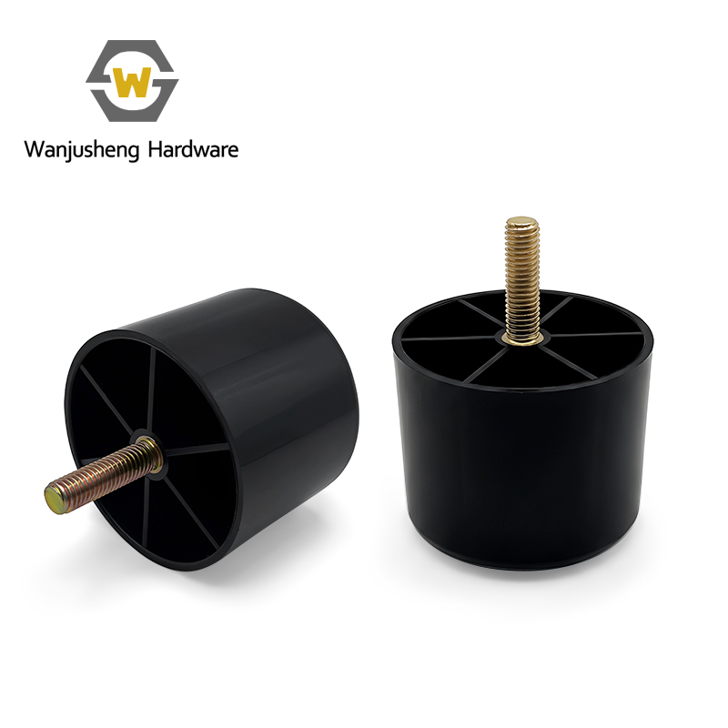 Thickened Black Cylindrical Plastic Furniture Legs with M8 Screw Cabinet Foot Pads & Hardware Support Feet for Sofas