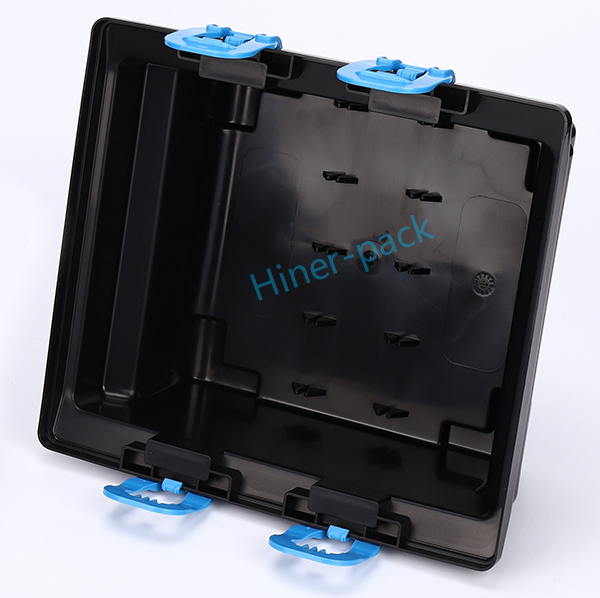 6 Inch 150mm Black ESD Wafer Storage Box Carrier For Secure Transportation