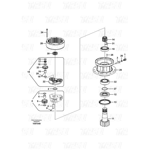 EC140B Экскаватор Планетарный коленчатый редуктор для Volvo Catalog VOE14507900