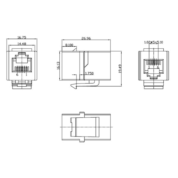 Rohs Reach RJ11 6P6C Connector 180 Degree Orientation One To One Port