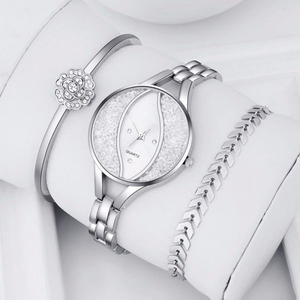 CE ROHS Fashion Ladies Quartz Watch Diamond Bracelet Set