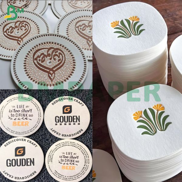 Thickness 0.4-3.0mm Cup Coaster Paper Sheets Excellent Water Absorption