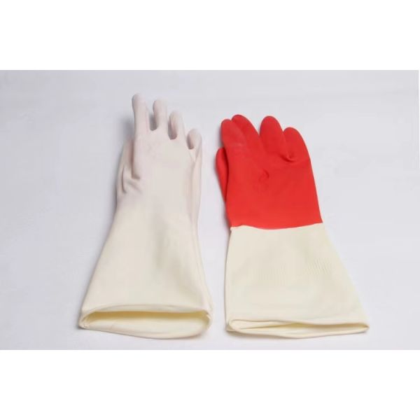 Household Industrial Latex Glove 32CM Kitchen Flocked Lining Dish Washing Glove