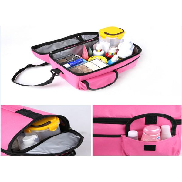 Pink Insulated Shopping Bags 600D Oxford Fabric Logo Custom