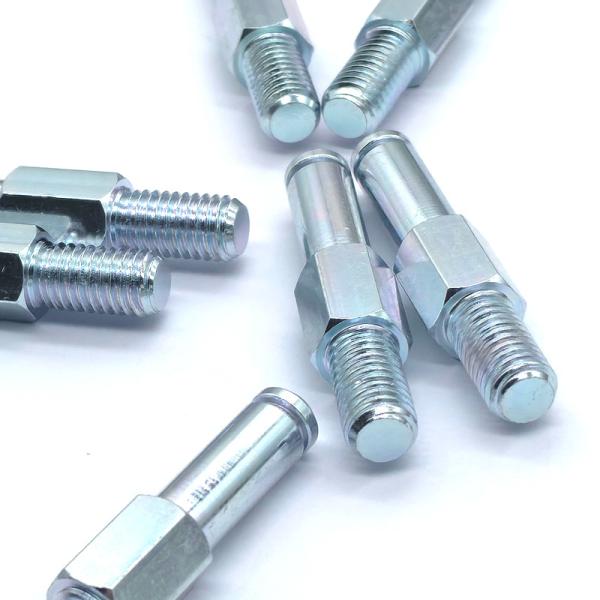 Zinc Plated Steel Stud Bolts CNC Machined Hex Shoulder Pins With Threaded End