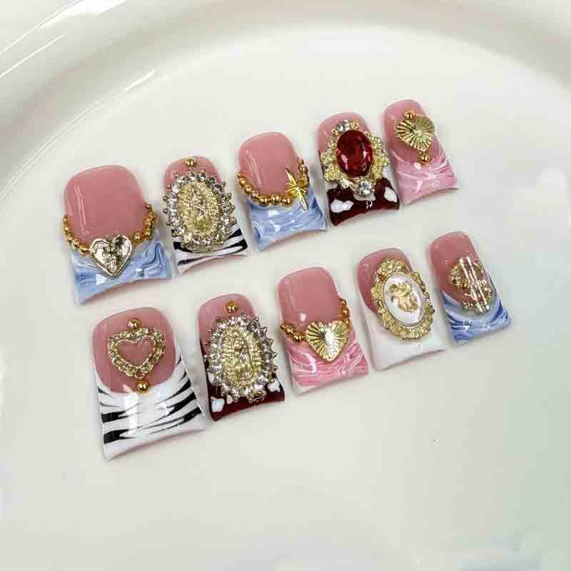 Wholesale Medium Duck Handmade Fake Nails Vintage Gold Religious Metal Decor