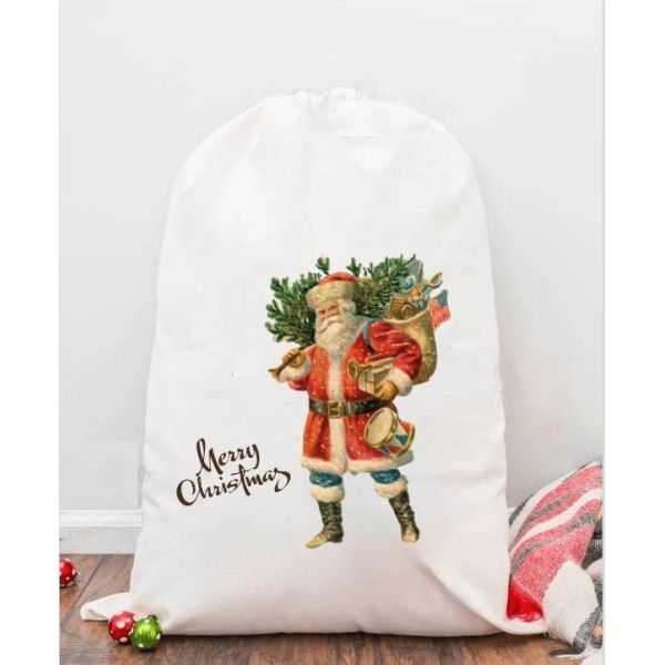 Customized Color Sublimation Christmas Drawstring Bag for Customized Gift Wrapping