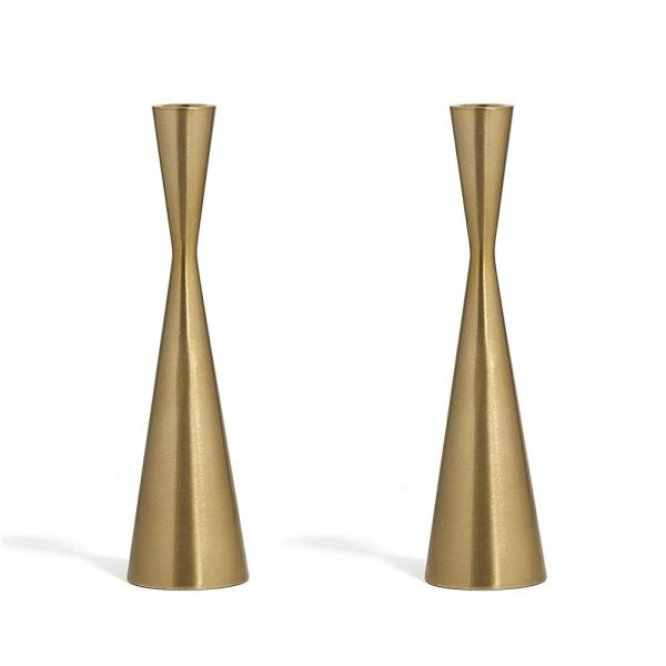 Powder Coating Home Candle Holders Set Of 3 Gold Finish Metal Taper