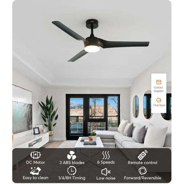 Ventilador de teto LED de alto fluxo de ar 220V Design simples com controle remoto e fonte de luz