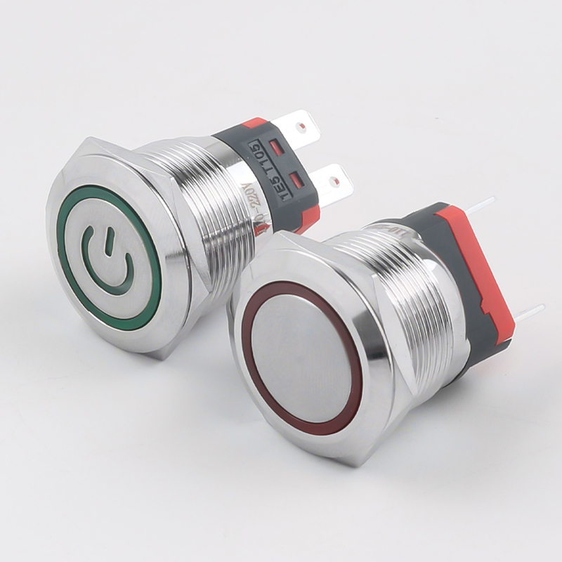 22MM Metal Push Button Switch 10A High Current 2NO Latching Momentary 4Pins Power Switch LED Wire IP65 Level Max Voltage 220V