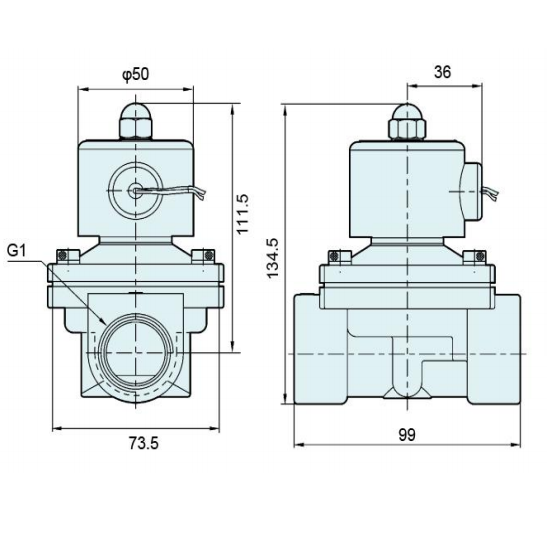2W Series 2 Way 2 Position Solenoid Valve / 1 Inch Brass Water Solenoid Valve
